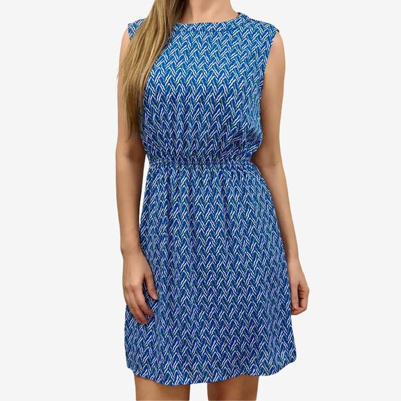 Andree by Unit Printed Mini Dress Size S Blue Geometric Preppy Casual Girlcore - Picture 1 of 4